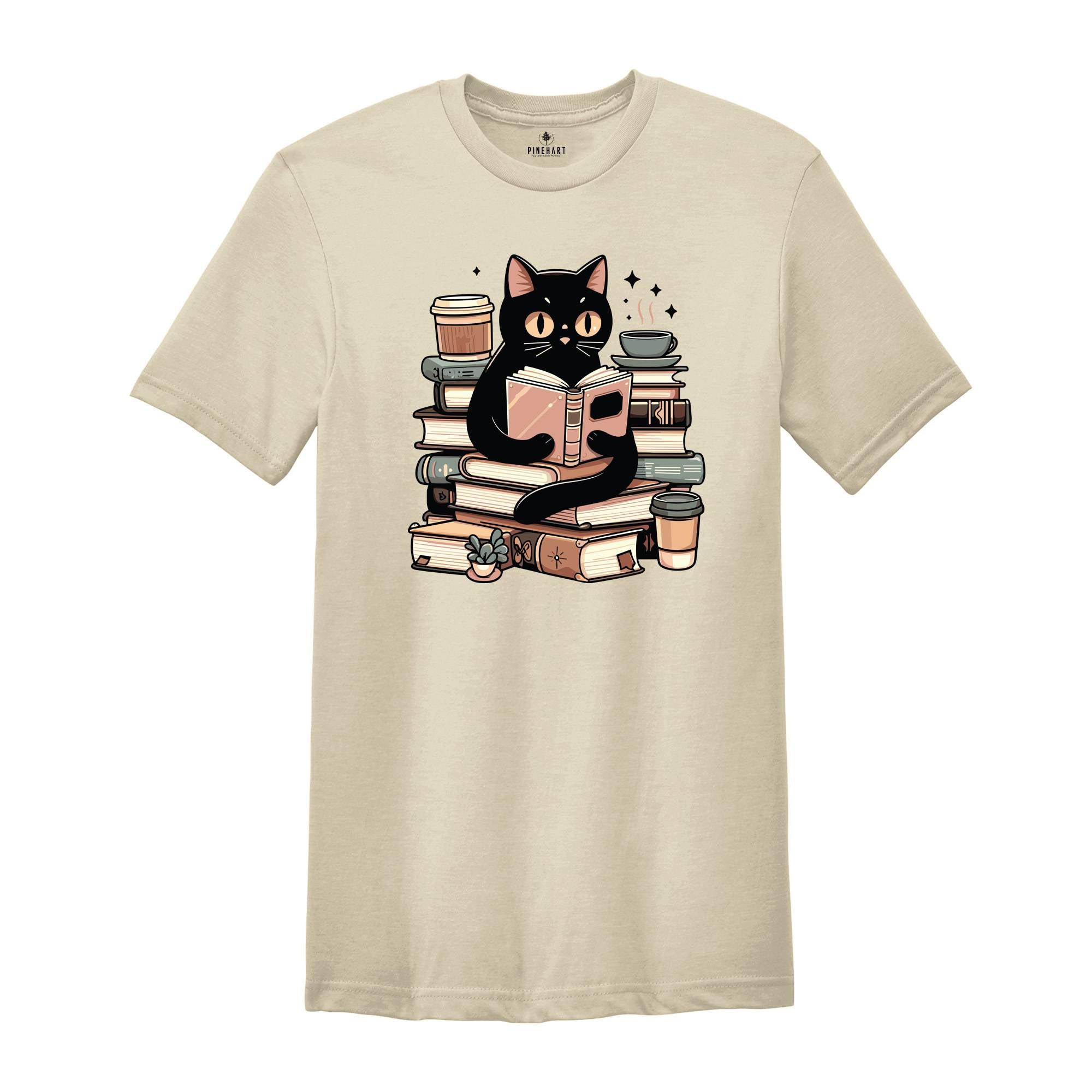 Cats Books Shirt, Cat Shirt, Black Cat Shirt, Cool Cat Shirt, Cat Lover Shirt, Retro Cat Shirt, Teacher Cat Shirt, Books Lover Shirt