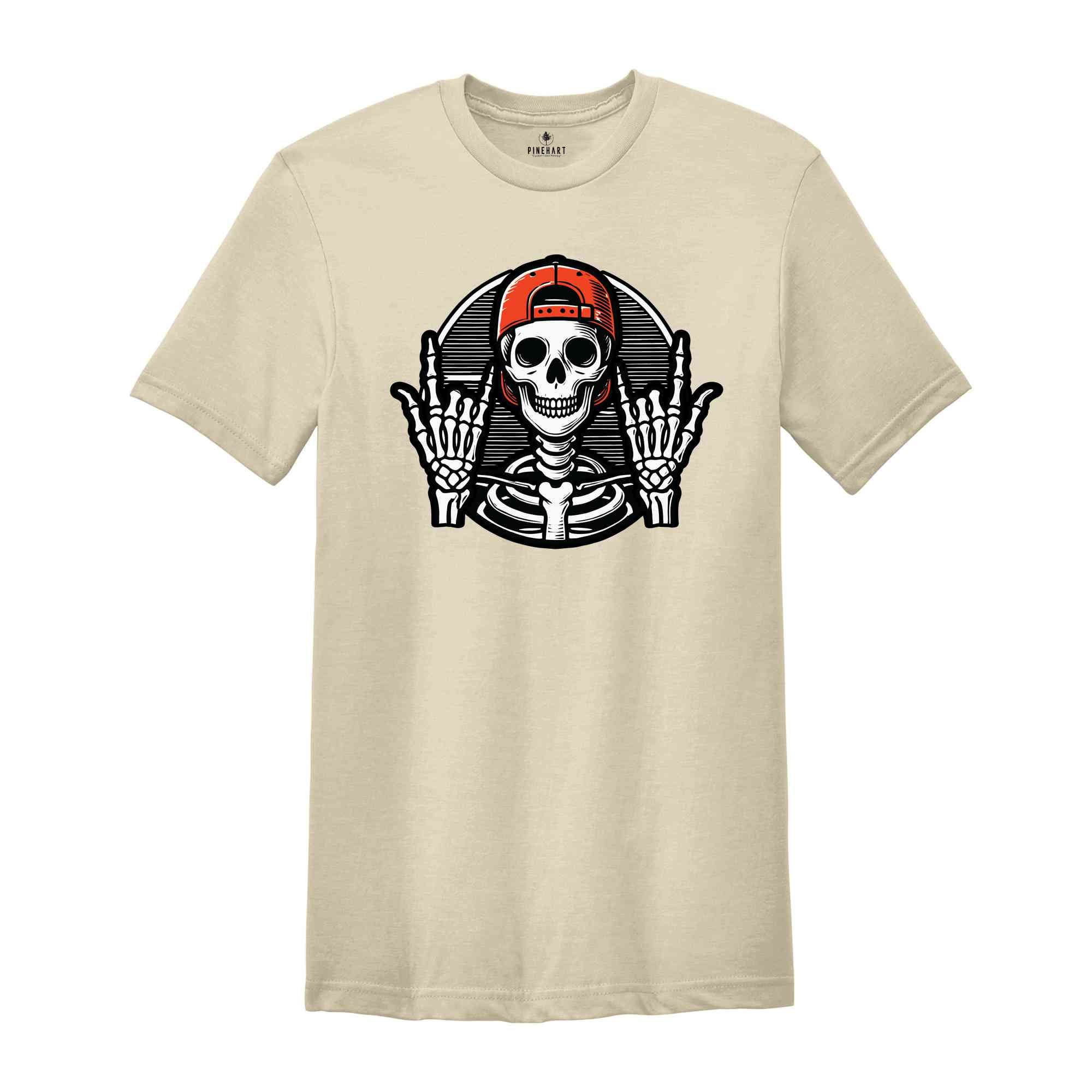 Rocker Skater Skeleton Shirt, Halloween Skeleton Shirt, Funny Skeleton Shirt, Spooky Season Shirt, Music Lovers Gift, Skater Shirt