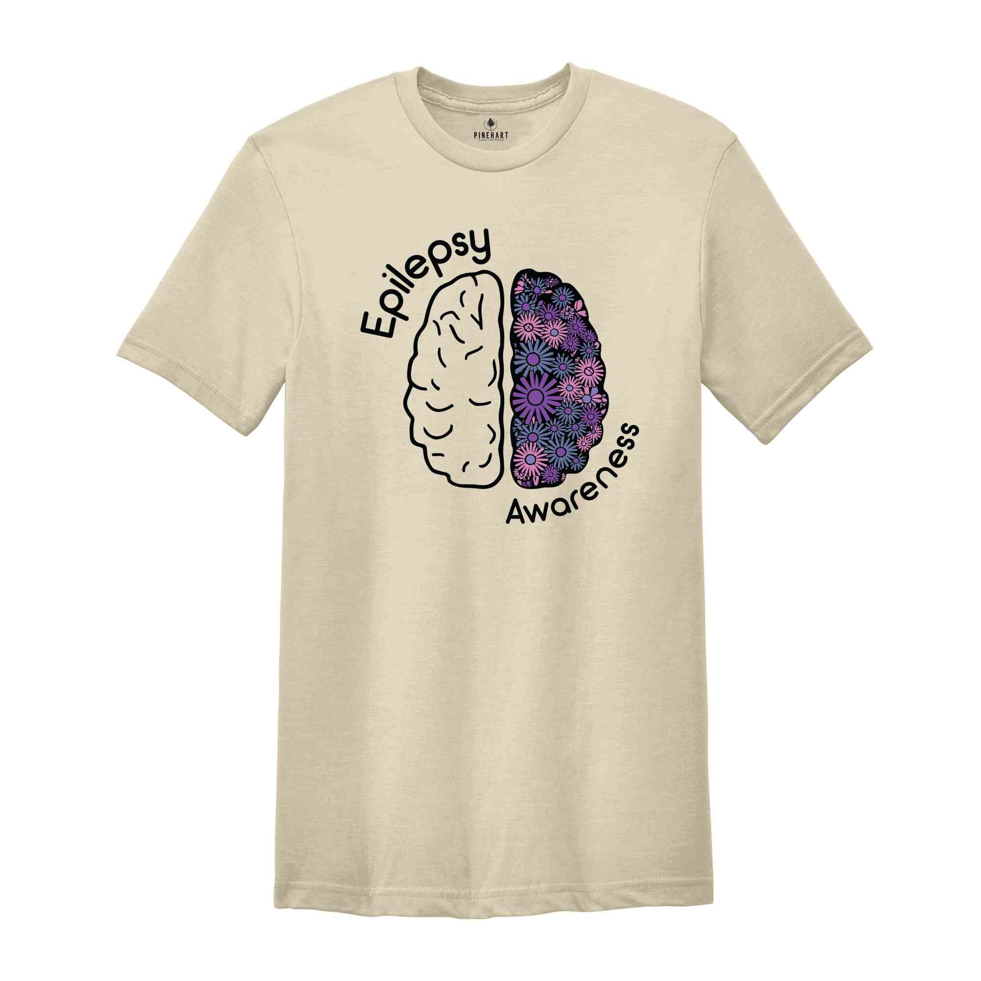 Epilepsy Awareness Shirt, Brain Shirt, Floral Brain Shirt, Epilepsy Gift, Motivational Shirt, Epilepsy Mom Shirt, Purple Ribbon Shirt