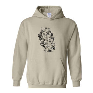 Line Art Sweatshirt, Boho Artline Hoodie, Retro Sweatshirt, Inspirational Sweater, Floral Sweatshirt, Snakes Sweatshirt, Scorpion Sweatshirt