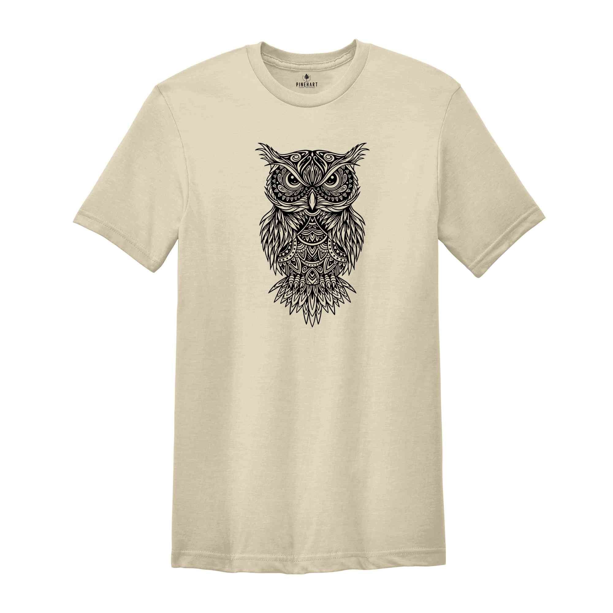 Owl Mandala Shirt, Owl Lover T-Shirt, Owl Birthday Tee, Owl Gift, Shirts for Women, Cute Owl Shirt, Animal Lover Tee