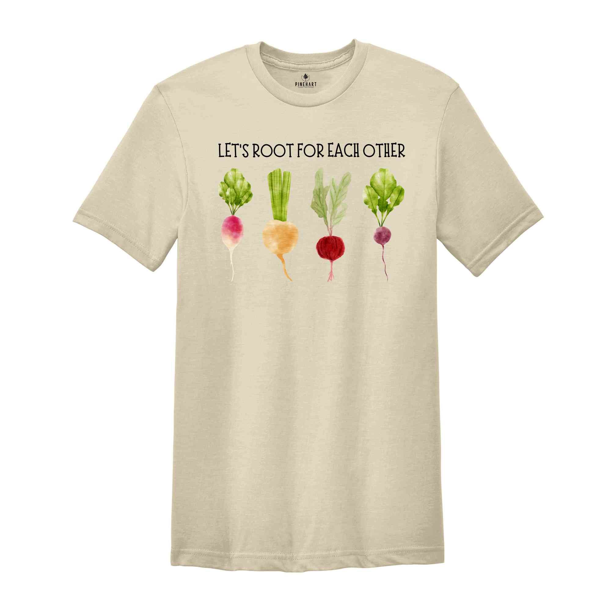 Lets Roots For Each Other Vegetable Shirt, Uplifting Tshirt, Gardening Tee, Turnip Gift, Carrot Outfit, Black Carrot Tee