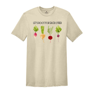 Lets Roots For Each Other Vegetable Shirt, Uplifting Tshirt, Gardening Tee, Turnip Gift, Carrot Outfit, Black Carrot Tee