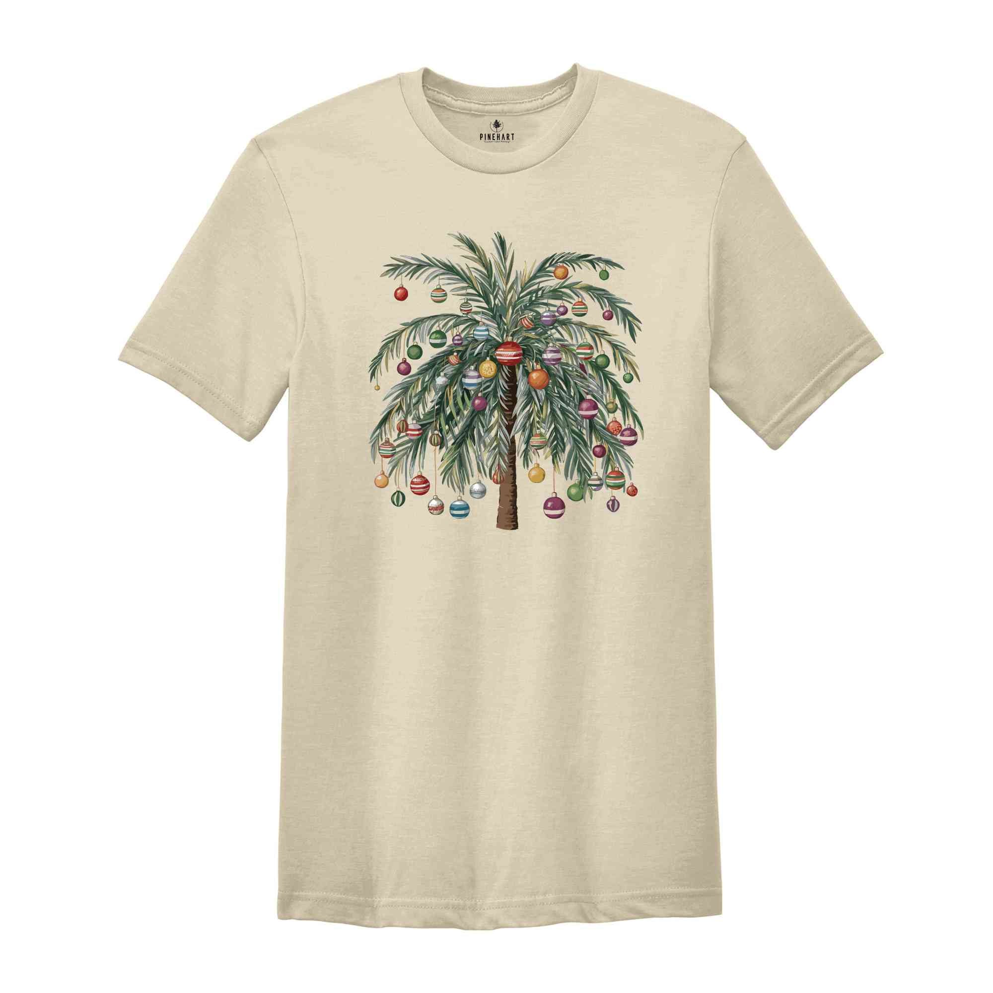 Tropical Christmas Tree Raglan, Palm Tree Holiday Tshirt, Cute Beach Christmas Raglan Shirt, Christmas Palm Tree Shirt