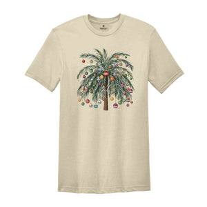 Tropical Christmas Tree Raglan, Palm Tree Holiday Tshirt, Cute Beach Christmas Raglan Shirt, Christmas Palm Tree Shirt