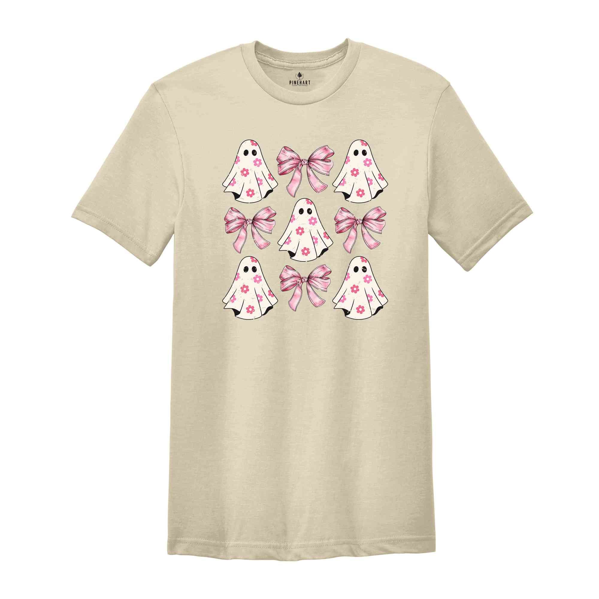 Coquette Halloween Shirt, Coquette Pink Bow Ghost, Cute Ghost Shirt, Pink Coquette Halloween Shirt, Pink Spooky Vibes Shirt