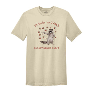 Strawberry Jams But My Glock Don't Shirt, Retro 90s Shirt, Raccoon Shirt, Trash Panda Shirt, Funny Raccoon Shirt, Cowboy Shirt