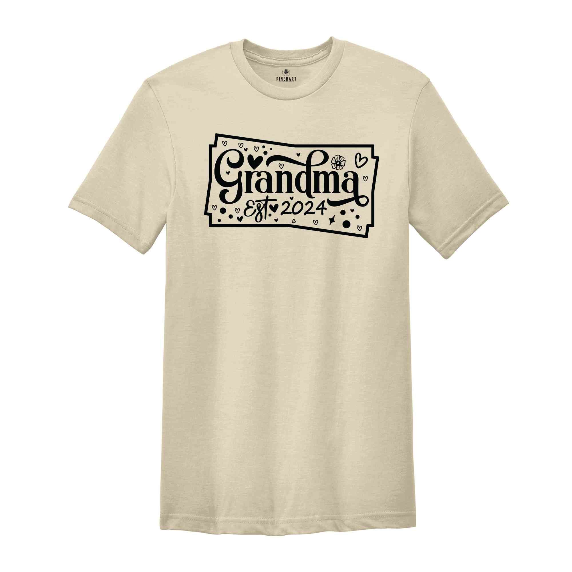 Custom Grandma Est 2024 T-Shirt, Grandma Shirt, Gift For Grandma, Grandmother Shirt, Mimi T-Shirt, Grandma Est Tee,