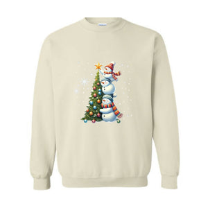 Cute Christmas Snowman Sweatshirt, Funny Christmas Snowman Sweater, Let it Snow Hoodie, Watercolor Winter Shirt, Snowman Shirt