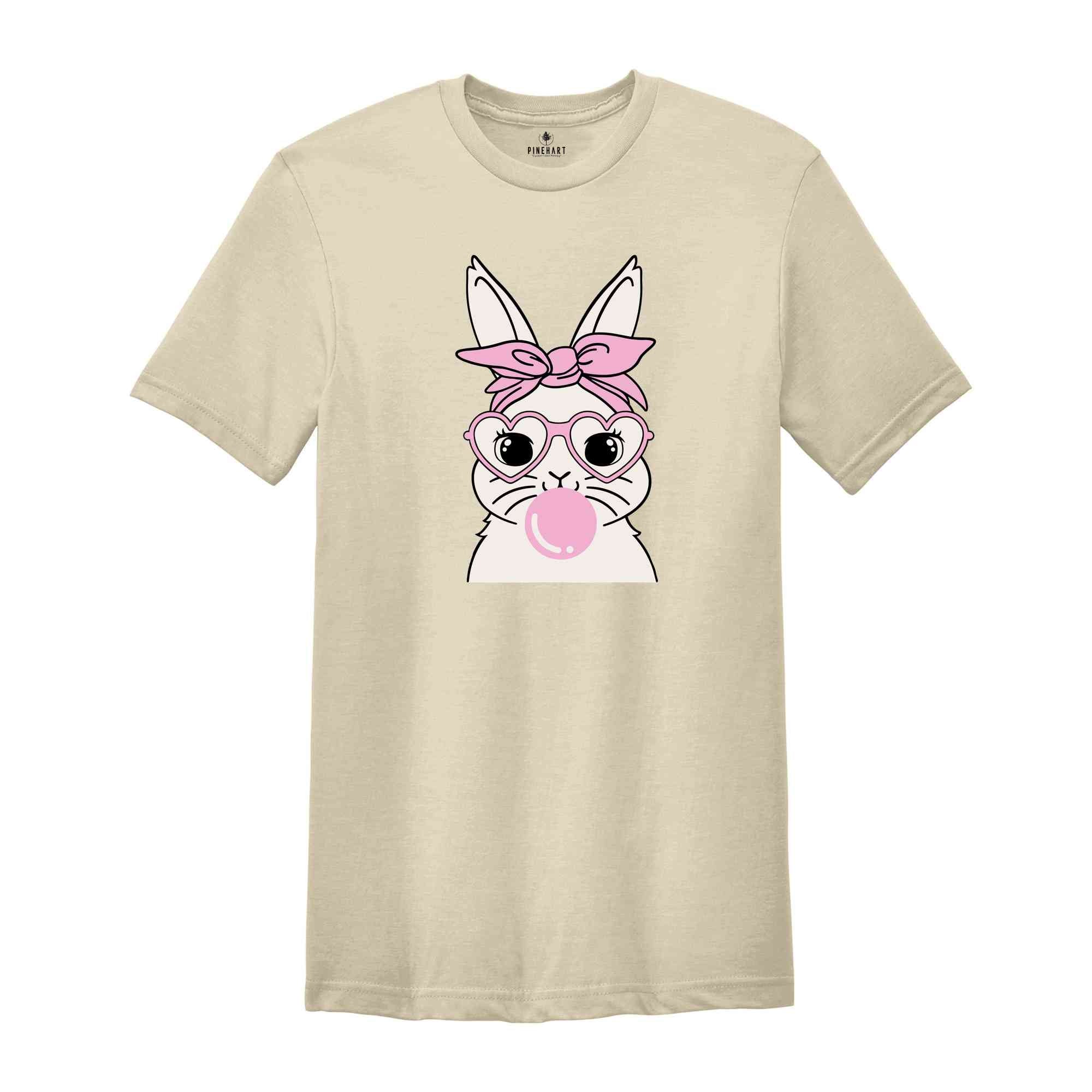 Bunny With Glasses Shirt, Easter Tshirt, Ladies Easter Bunny Tee, Easter Day Gift, Bunny With Glasses Tee