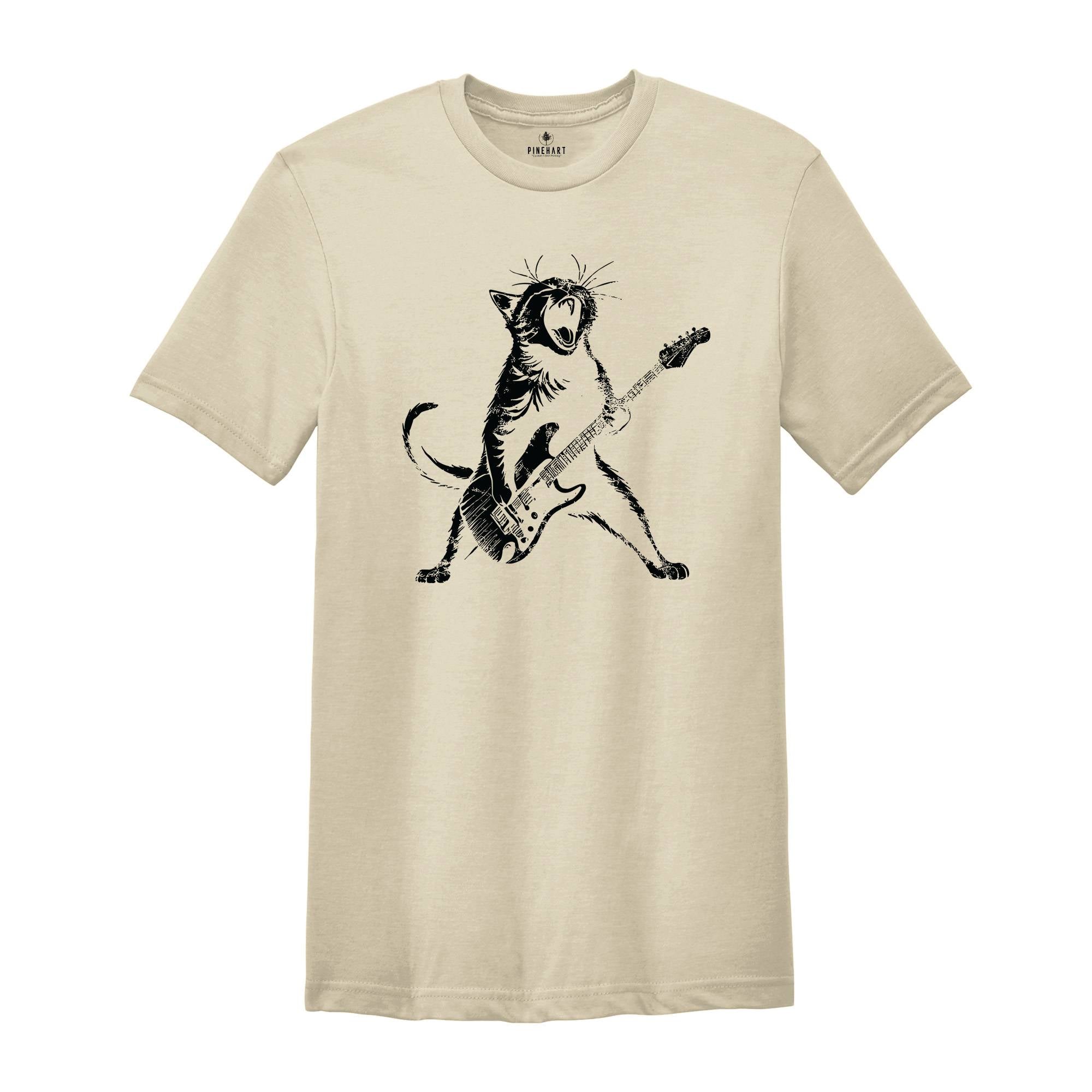 Cat Guitar Shirt, Music Shirt, Guitar Shirt, Cat Shirt, Cat Lover Shirt, Guitar Lover Shirt, Funny Cat Shirt, Cat Music Shirt, Cool Cat Tee