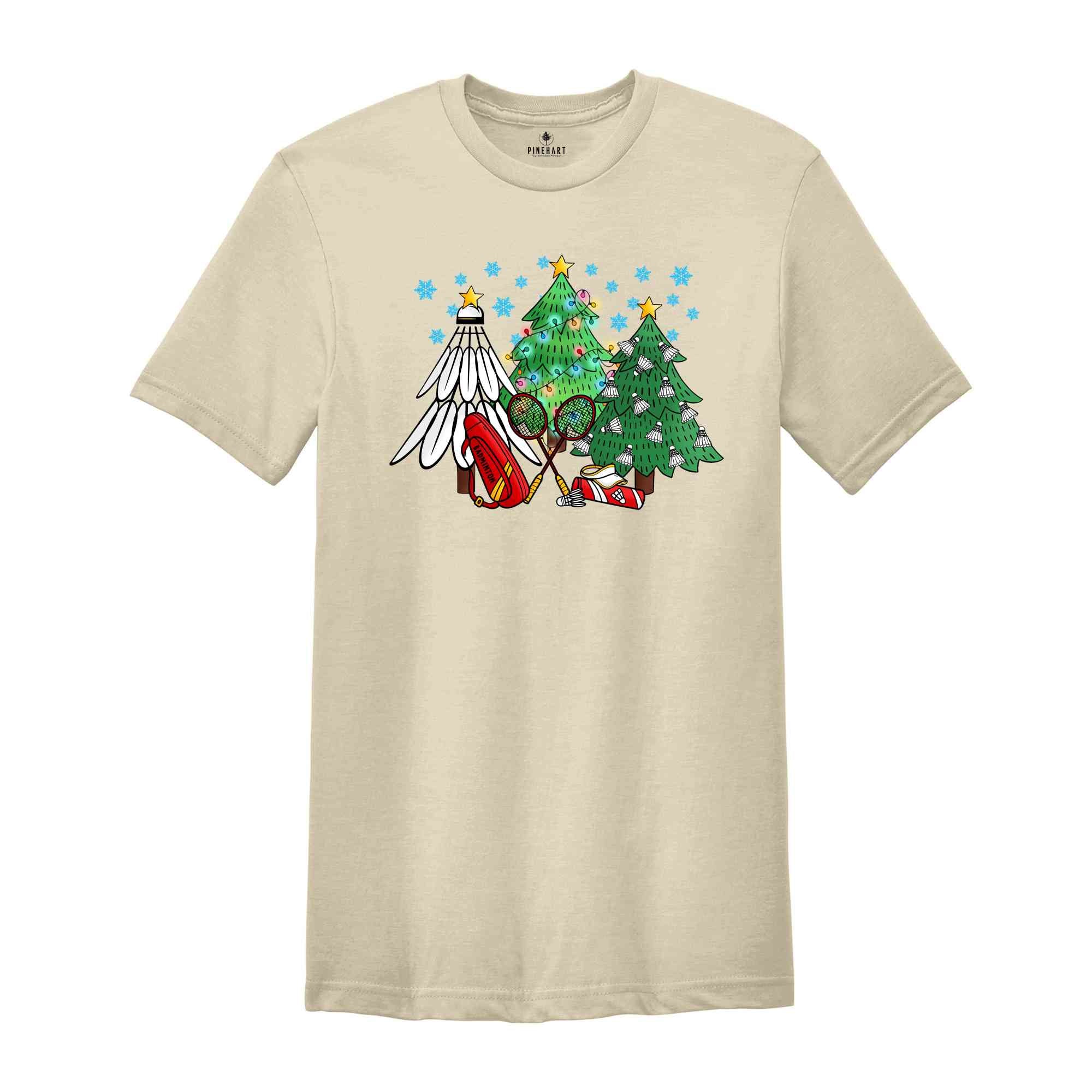 Christmas Badminton Tree T-Shirt, Sport Lover Tee, Badminton Lover Gift, Badminton Coach Shirt, Funny Badminton Shirt, Christmas Gift