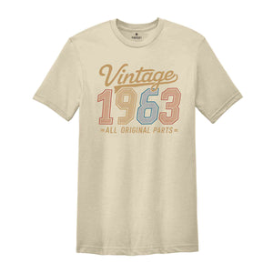 Vintage 1963 All Original Parts Shirt, 60th Birthday Shirt, Birthday Shirt, 1963 Shirt, 60th Birthday Shirt, Retro Birthday Shirt