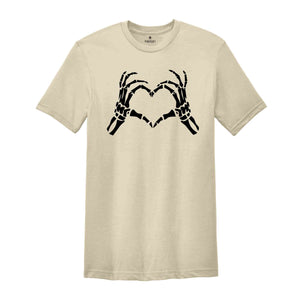 Skeleton Hand Making Heart Shirt, Spooky Halloween Heart Shirt, Scary Halloween Skeleton Shirt