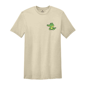 Cute Pocket Crocodile T-Shirt, Lovely Crocodile Shirt, Cute Pocket Animal T-Shirt, Sitting Crocodile Shirt