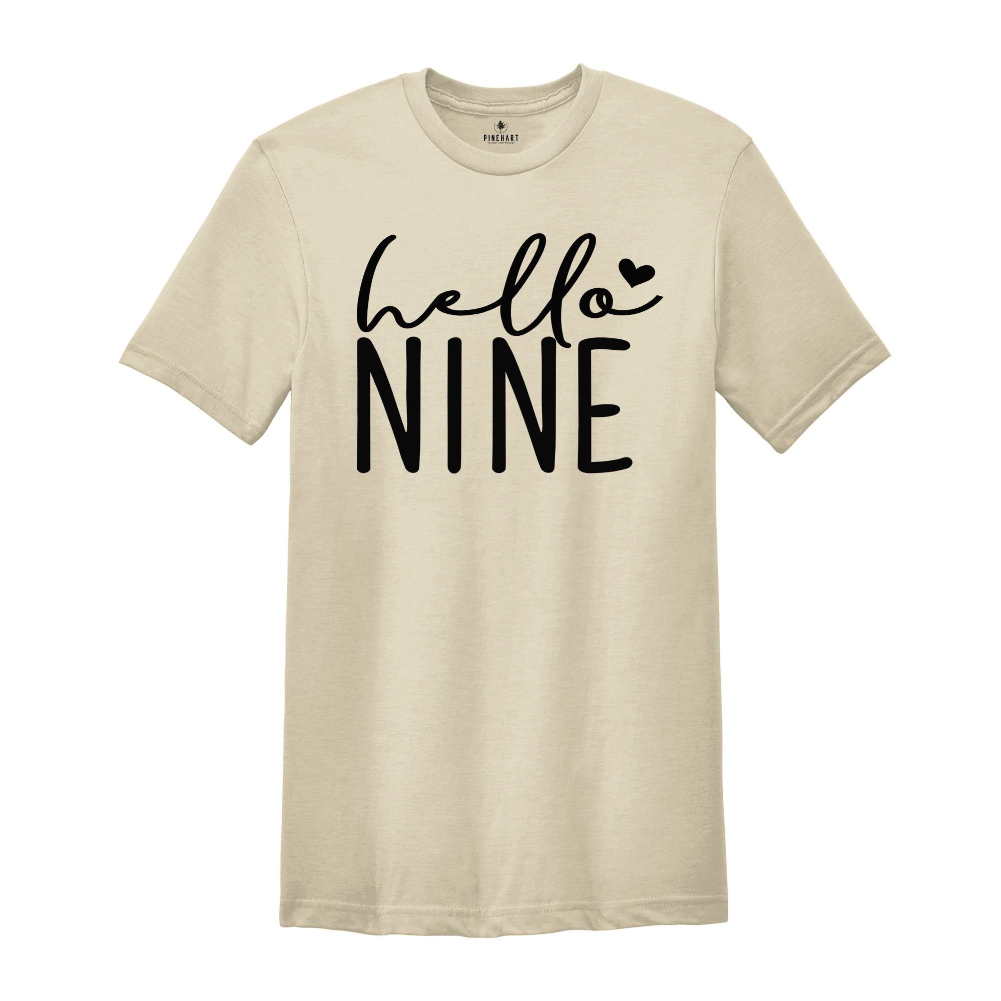 Hello Nine Shirt, 9th Birthday T-Shirt, Nine Year Old Birthday, 9th Birthday Party Shirt, Gift for 9th Birthday