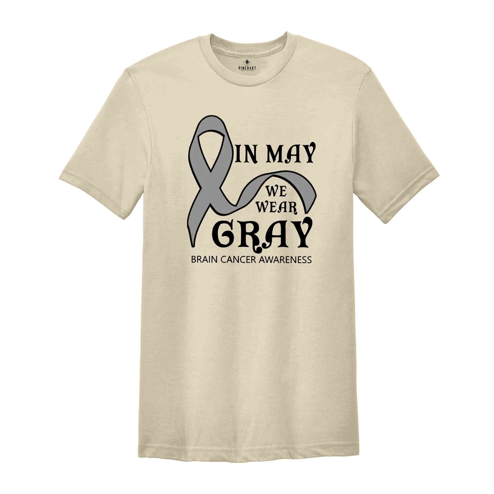 In My We Wear Gray Brain Cancer Awareness Shirt, Cancer Support Shirt, We Wear Gray Shirt, Gray Ribbon Shirt