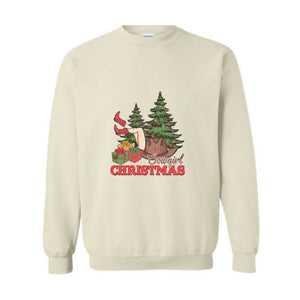 Cowgirl Christmas Tree Sweatshirt, Christmas Western Sweatshirt, Country Christmas Sweater, Western Santa Sweatshirt