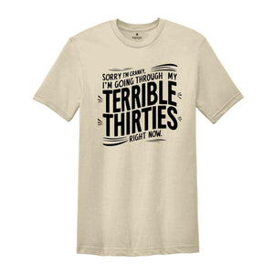 Terrible 30's Shirt, Sorry I'm Cranky I'm In My Terrible 30's Birthday Shirt, Funny Thirties Shirt, Thirties Birthday Gift