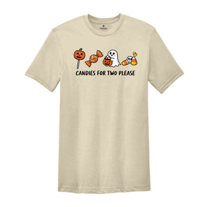 Candies For Two Please Shirt, Halloween Pregnancy Shirt, Fall Shirt, Pregnancy Reveal Halloween Tee, Spooky Gift, Future Mom Shirt