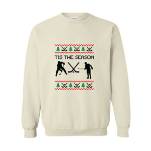 Tis the Season Christmas Hockey Shirt, Funny Ugly Sweater, Christmas Shirt, Holiday Hockey Player Shirt, Hockey Fans Shirt, Winter Shirt