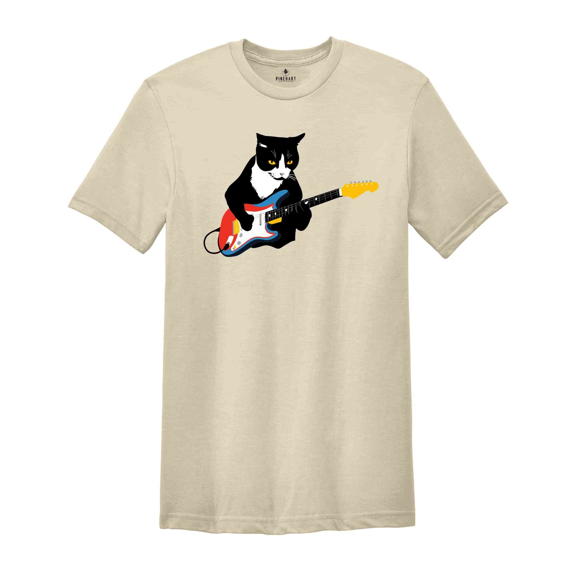 Cat Playing Guitar Shirt, Funny Guitar Shirt, Funny Cat Shirt, Music Shirt, Cat Lovers Shirt, Rock Cat Shirt, Vintage Cat Shirt