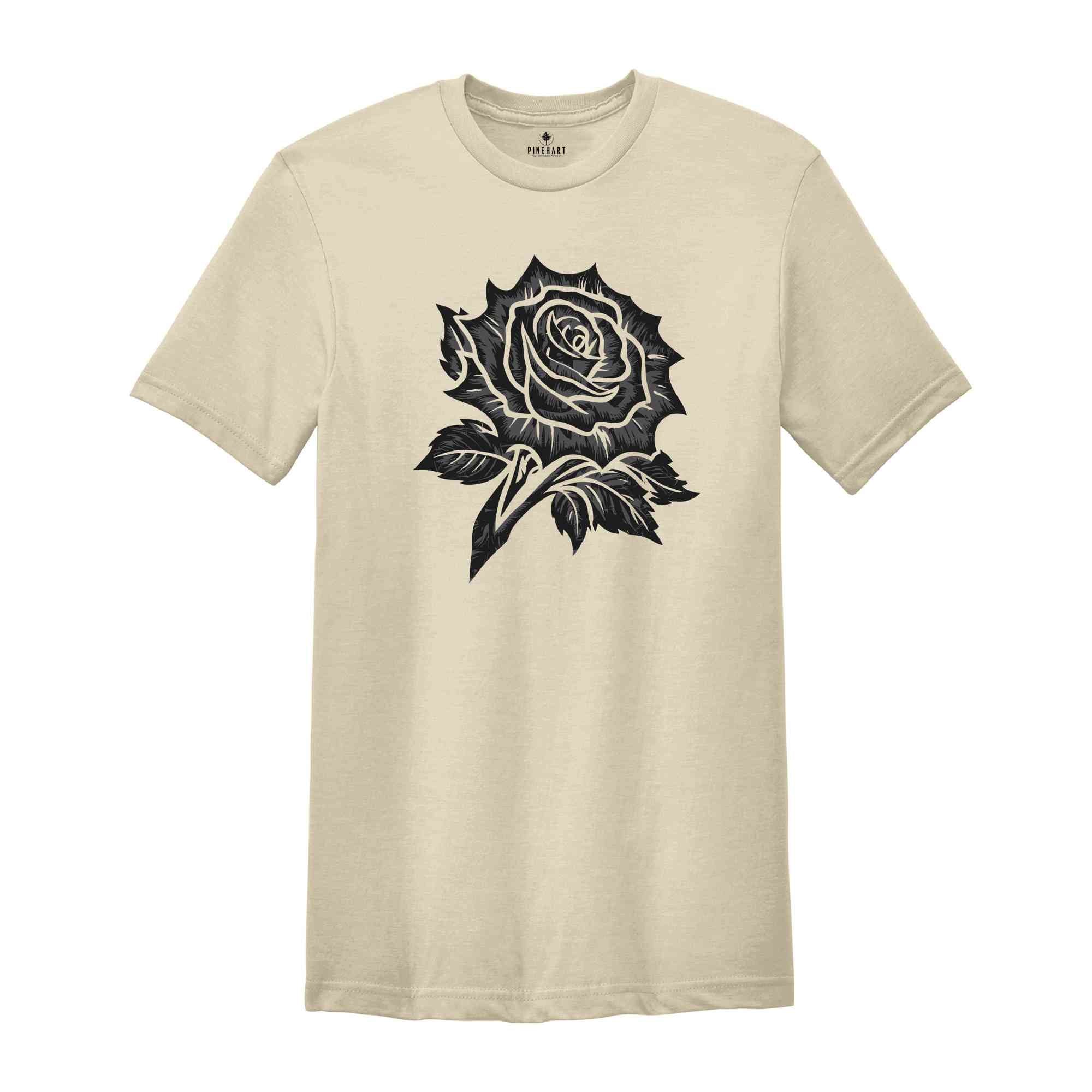 Aesthetic Rose Shirt, Black Rose Shirt, Comfort Colors Tshirt, Floral Graphic Tee, Boho Tee,Festival Clothing