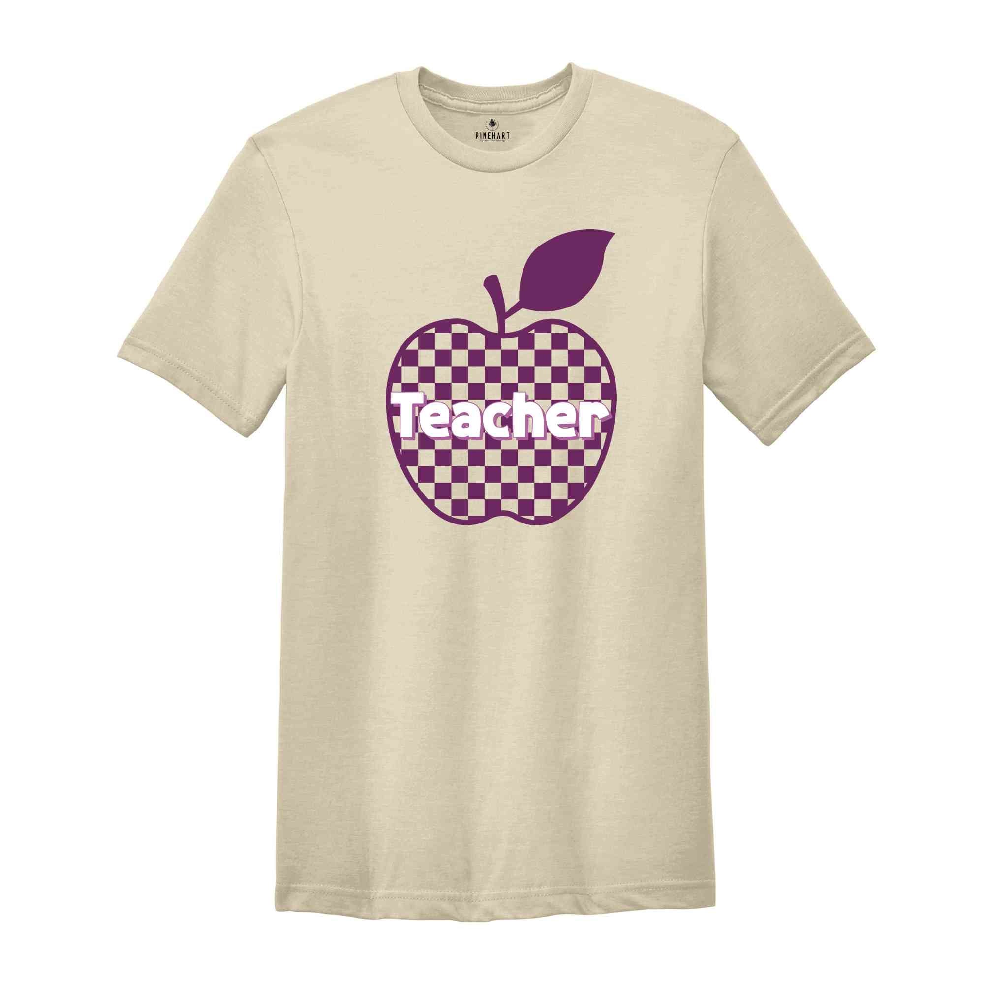 Teacher Apple Shirt, Checkered Teacher Shirt, School Teacher Shirt, Back To School Shirt, Teacher Shirt, Primary Teacher Shirt