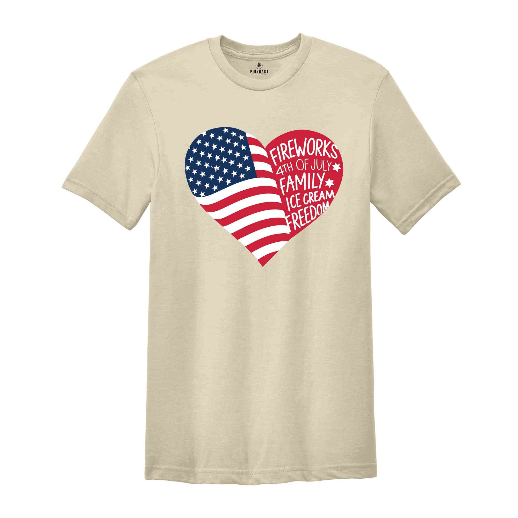 American Heart 4th Of July Shirt, 4th Of July Flag T-Shirt,Freedom TShirt,Independence Shirt, American Flag Heart Shirt