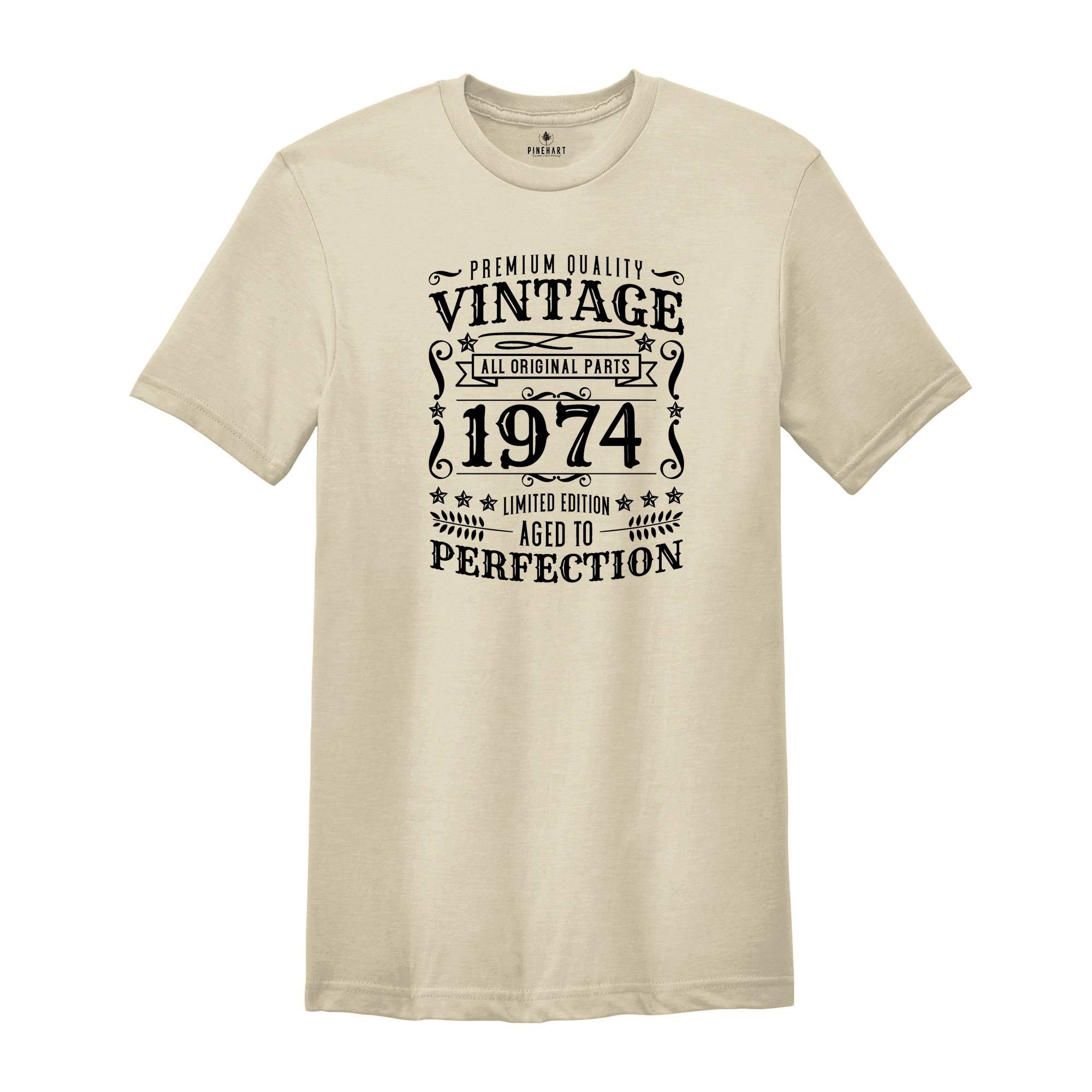 Vintage 1974 Aged To Perfection Shirt, 50th Birthday Tee, Born in 1974, Vintage 1974 Shirt, 50th Birthday Party, Hello Fifty T-Shirt.