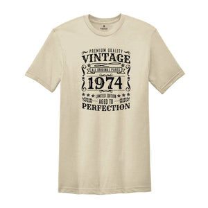 Vintage 1974 Aged To Perfection Shirt, 50th Birthday Tee, Born in 1974, Vintage 1974 Shirt, 50th Birthday Party, Hello Fifty T-Shirt.