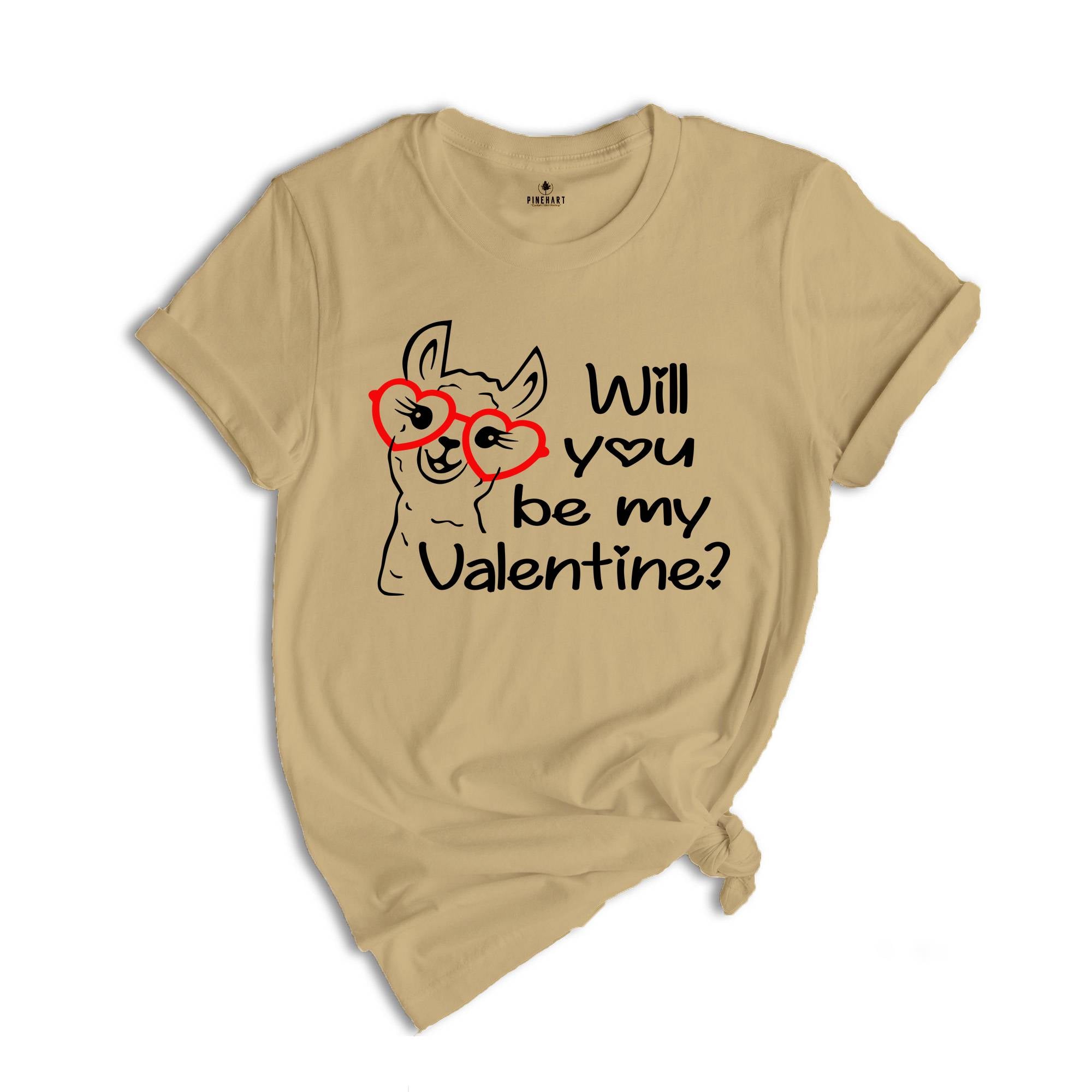 Will You Be My Valentine Llama Shirt, Funny Valentines Day Gift, Cute Llama Valentines Tee, Happy Valentines Day Shirt