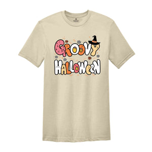 Groovy Halloween Shirt, Retro Halloween Shirt, Spooky Season Shirt, Cute Ghost Shirt, Fall Rainbow Shirt, Autumn Shirt, Halloween Shirt