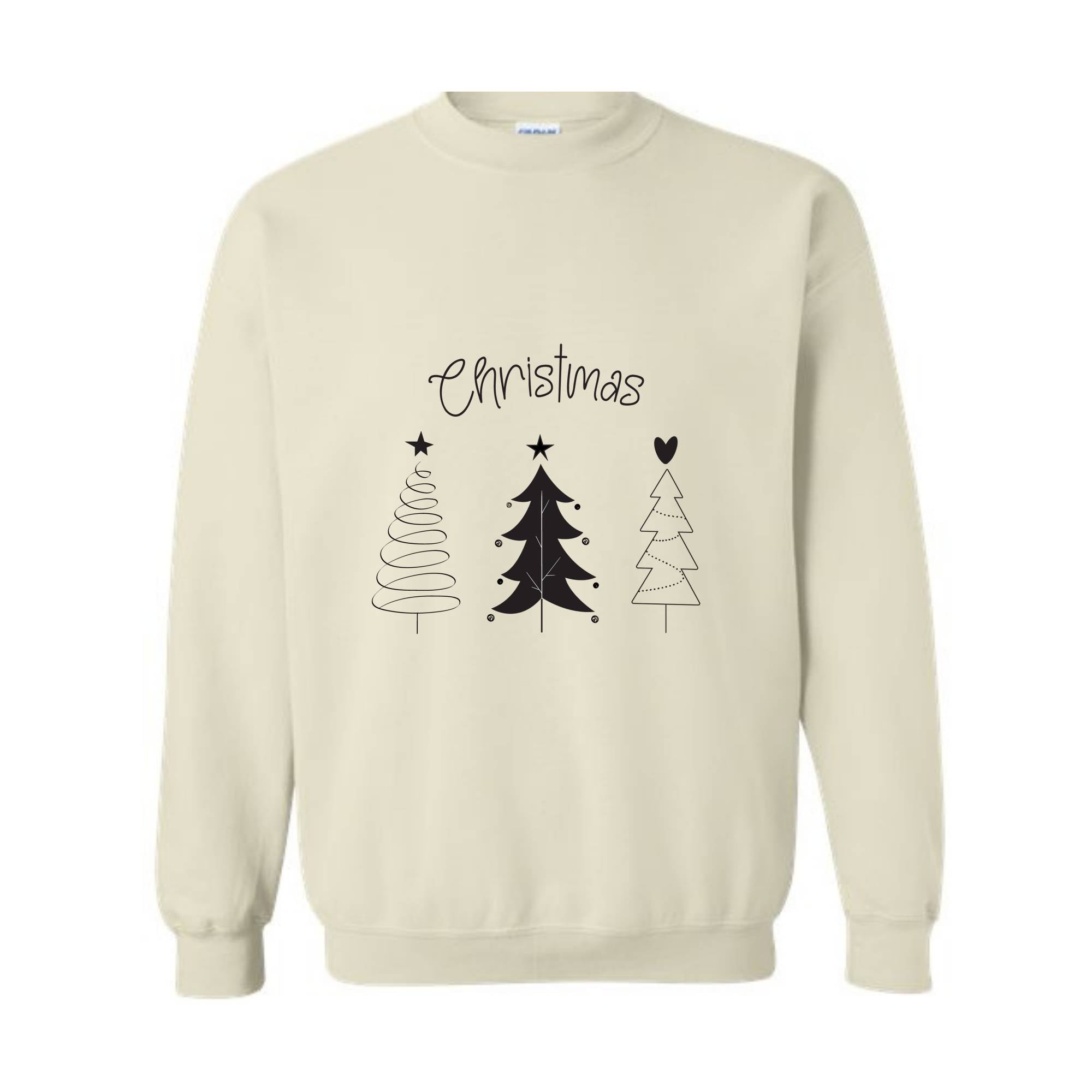 Christmas Sweatshirt, Christmas Sweater, Merry Christmas Trees Christmas Tree Sweatshirt, Holiday Sweaters for Women, Winter Sweatshirt