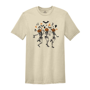 Dancing Skeleton Pumpkin T-Shirt, Retro Halloween Shirt, Halloween Shirt, Cute Fall Shirt, Pumpkin Face Skeleton Tee