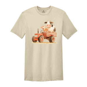 Farm Animals T-Shirt, Funny Farmer Shirt, Funny Animals In Tractor Tee, Cow Shirt, Chicken Shirt, Farmer Birthday Gifts