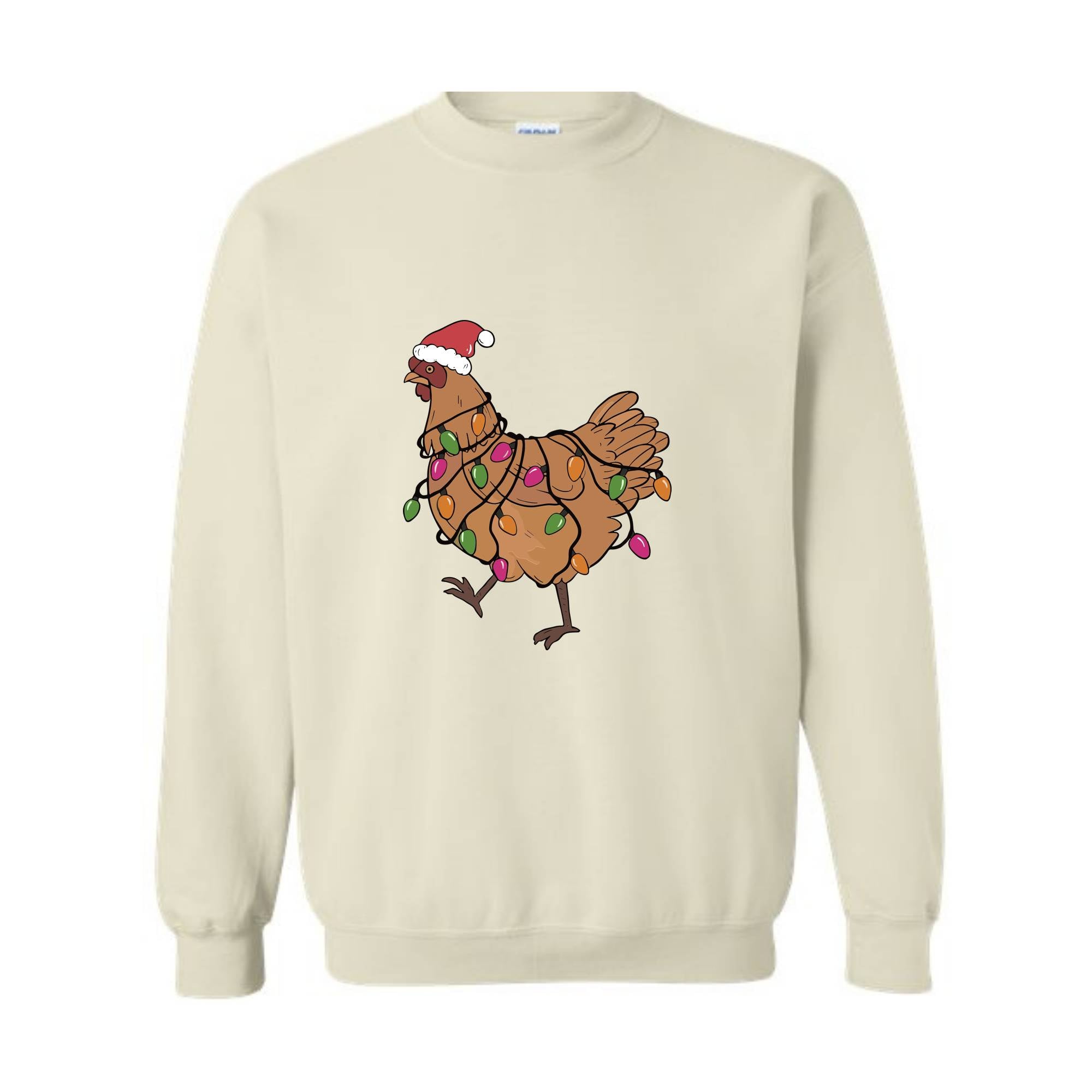 Chicken Christmas Lights Sweatshirt, Animal Christmas Sweatshirt, Farm Christmas Sweatshirt, Funny Chicken Lover, Women Chicken Hoodie