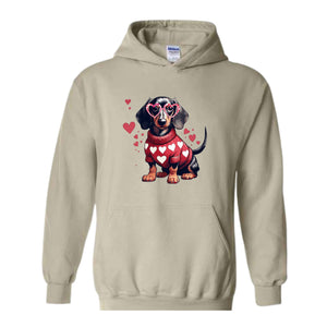 Valentine Dachshund Dog Sweatshirt, Valentine's Day Hoodie, Dog Mom Hoodie, Dachshund Valentines Hoodie, Dachshund Hoodie, Dachshund Mom