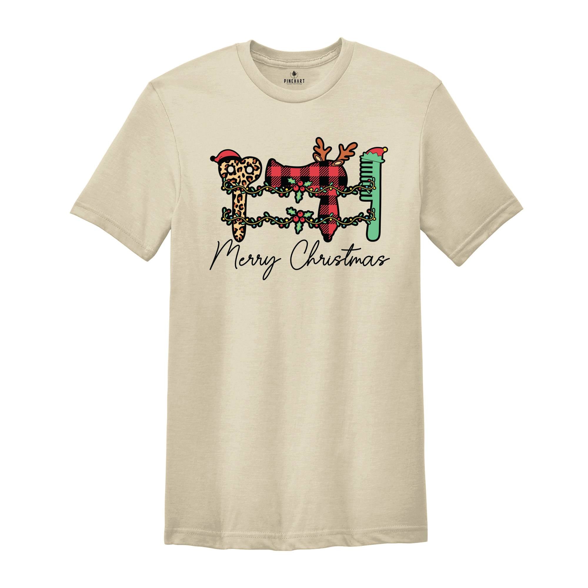 Merry Christmas Hairstylist T-Shirt, Hairdresser Xmas Tee, Hair Tools Christmas Shirt, Hair Dresser Holiday Gifts