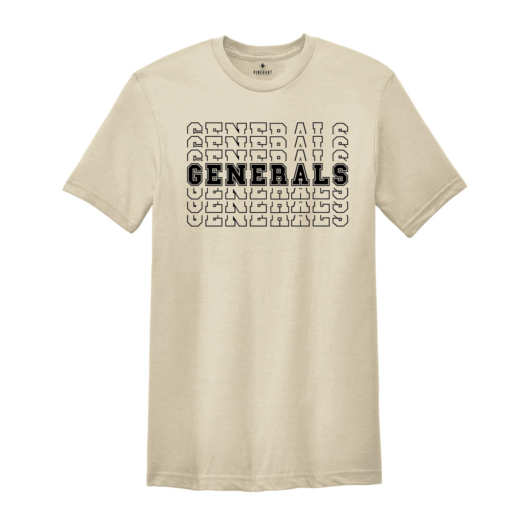 Team Mascot Shirt, Generals Team Shirt, Generals Football Shirt, Generals Fan Shirt, Generals School Shirt, Generals School Spirit