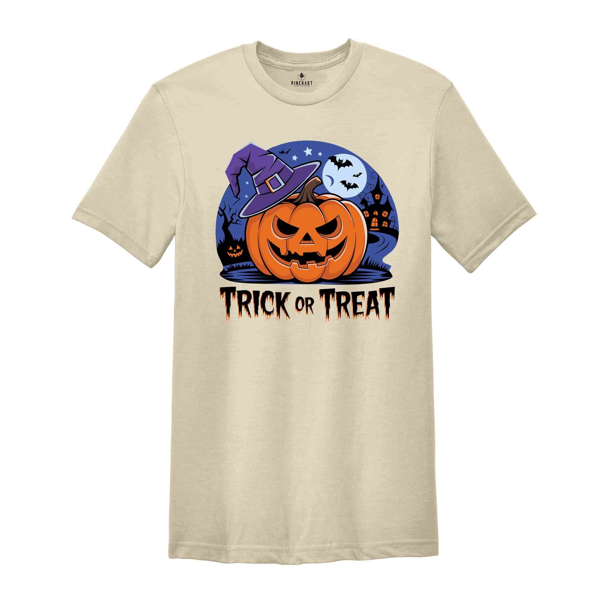 Trick or Treat Shirt Shirt, Halloween Town Shirt Gift, Funny Halloween Shirt, Pumpkin and Bats Shirt, Halloween Party Gift, Halloween Shirt