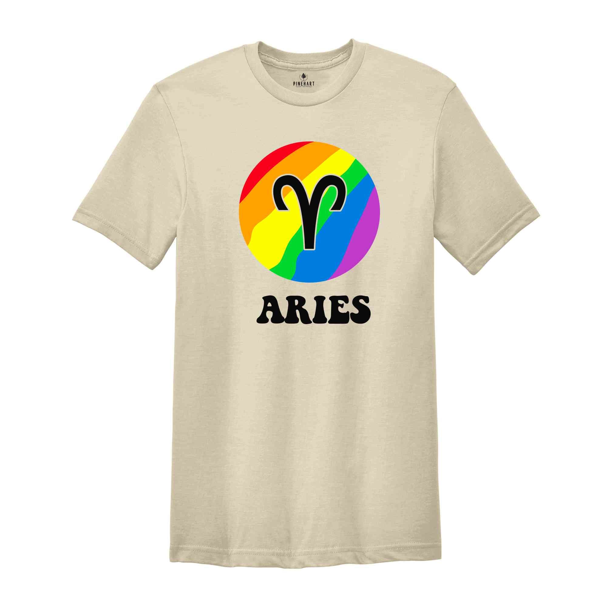 Aries LGBT Shirt, Zodiac Sign Shirt, Aries Birthday Shirt, LGBTQ Pride Shirt, Pride Month Shirt, Rainbow Shirt, Zodiac Tshirt