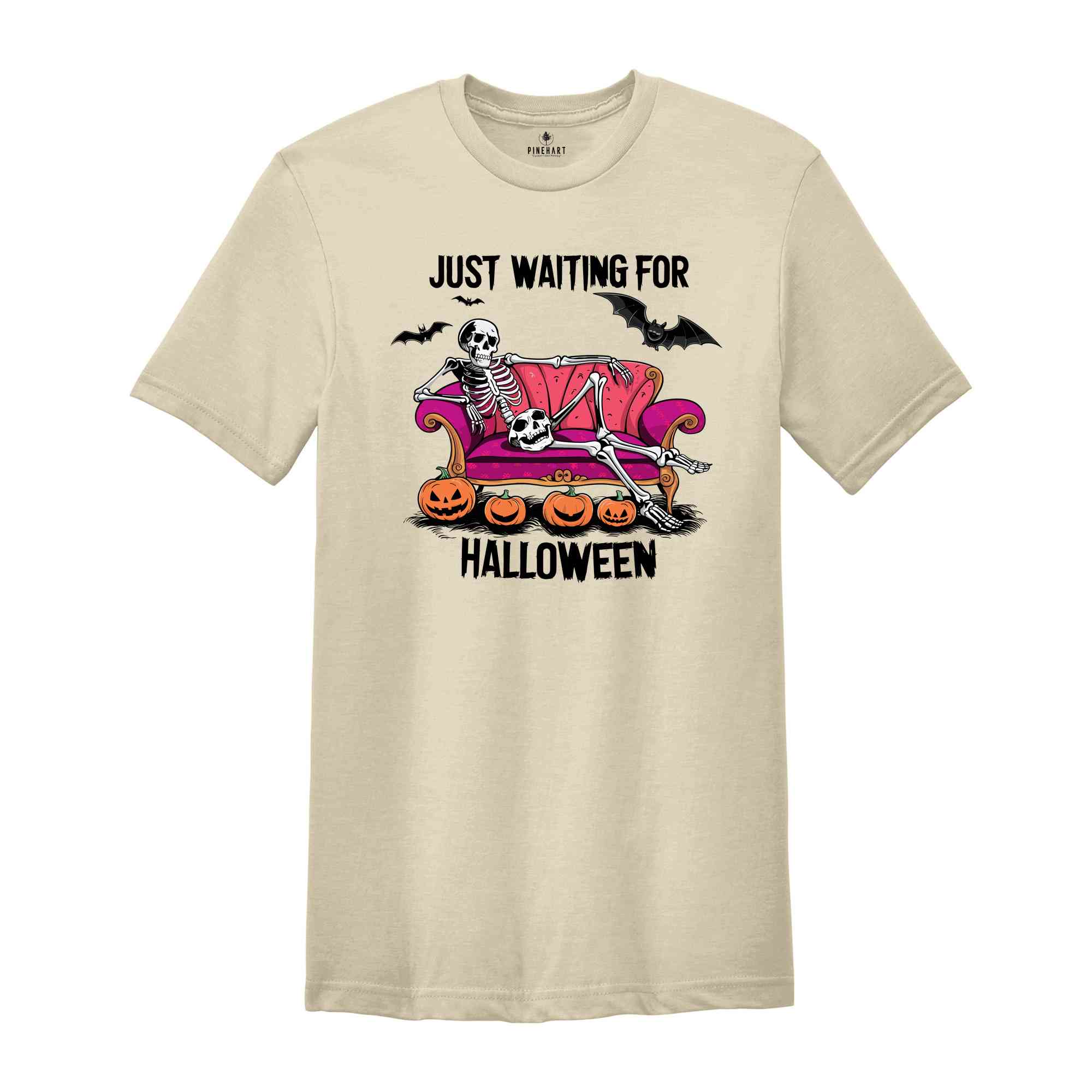 Just Waiting for Halloween Shirt, Cute Summer Shirt, Spooky Summer Shirt, Halloween Shirt, Trendy Skeleton Shirt, Funny Skeleton Shirt