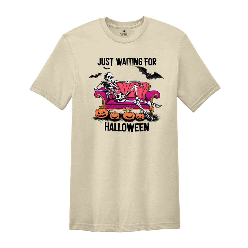 Just Waiting for Halloween Shirt, Cute Summer Shirt, Spooky Summer Shirt, Halloween Shirt, Trendy Skeleton Shirt, Funny Skeleton Shirt