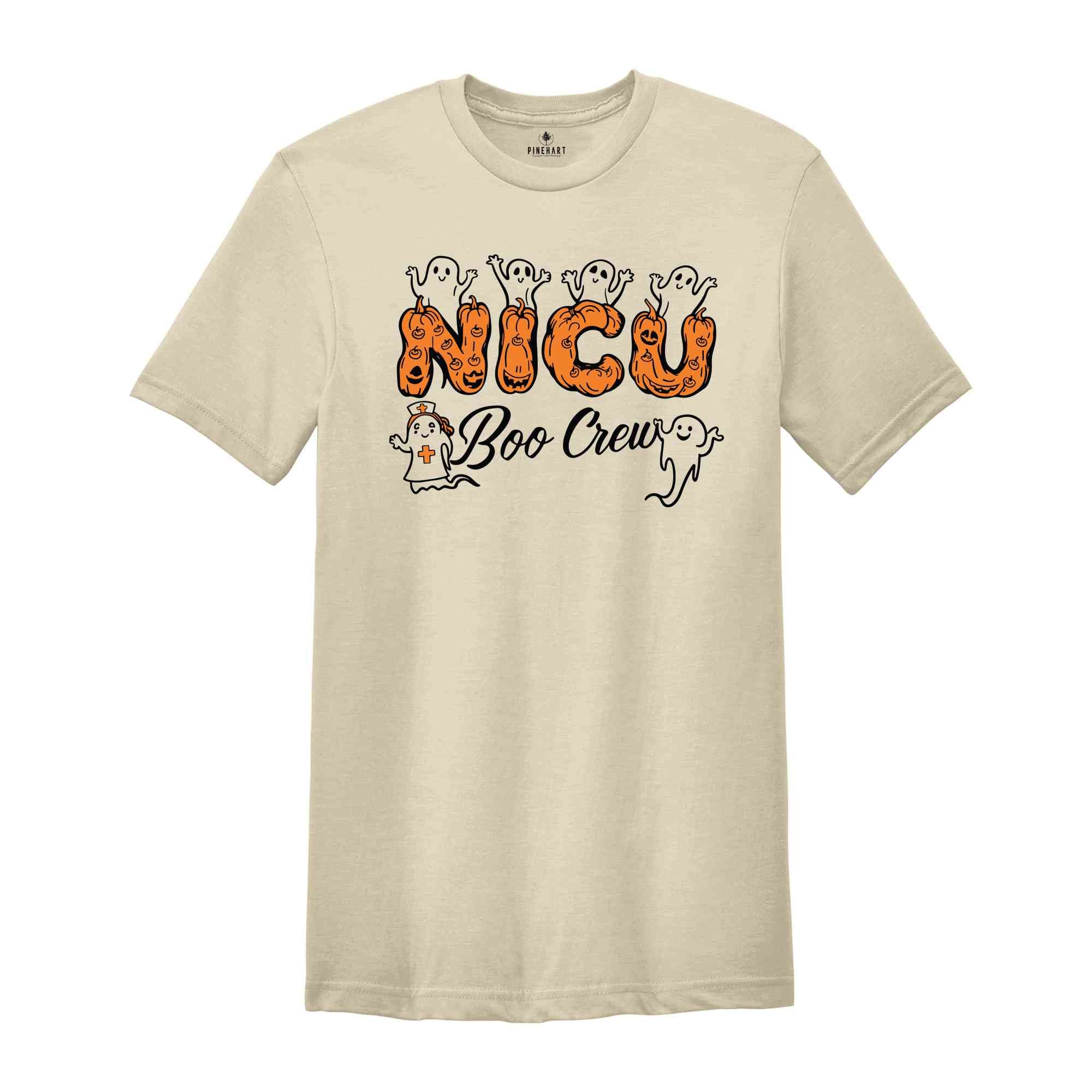 NICU Boo Crew T-Shirt, Halloween NICU Nurse Shirt, Spooky Neonatal Intensive Care Unit Nurse Gifts For Halloween