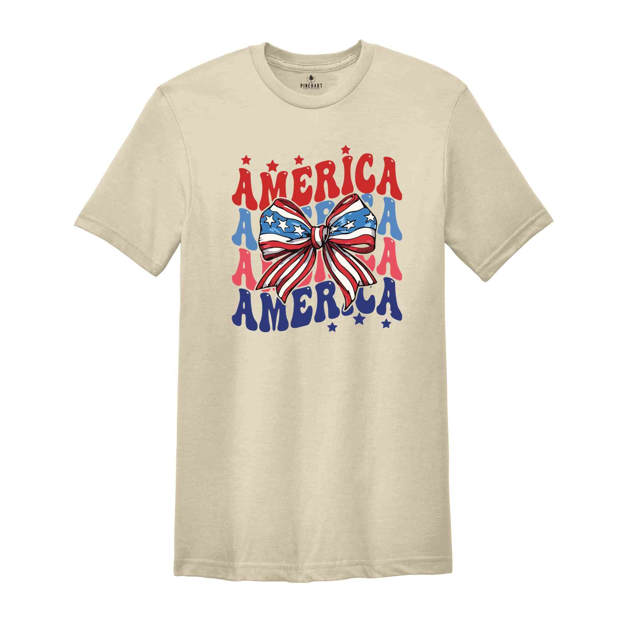 Coquette America Shirt, USA Shirt, Retro Stars And Stripes, Red White Blue Shirt, 4th of July Shirt, America Women's Shirt, Patriotic Shirt