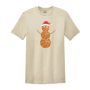 Christmas Basketball Snowman Shirt, Basketball Lover Christmas, Santa Claus Shirt, Snowman Shirt, Cute Christmas Gift, Sports Mom Shirt