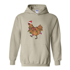 Chicken Christmas Lights Sweatshirt, Animal Christmas Sweatshirt, Farm Christmas Sweatshirt, Funny Chicken Lover, Women Chicken Hoodie