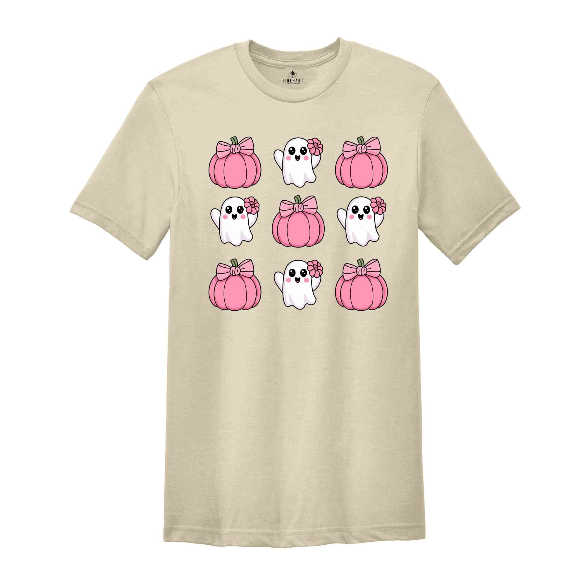 Pink Halloween Ghost Shirt, Cute Halloween Shirt, Halloween Pumpkin Shirt, Pink Pumpkin Shirt, Pumpkin Bow Shirt, Cute Ghost Shirt