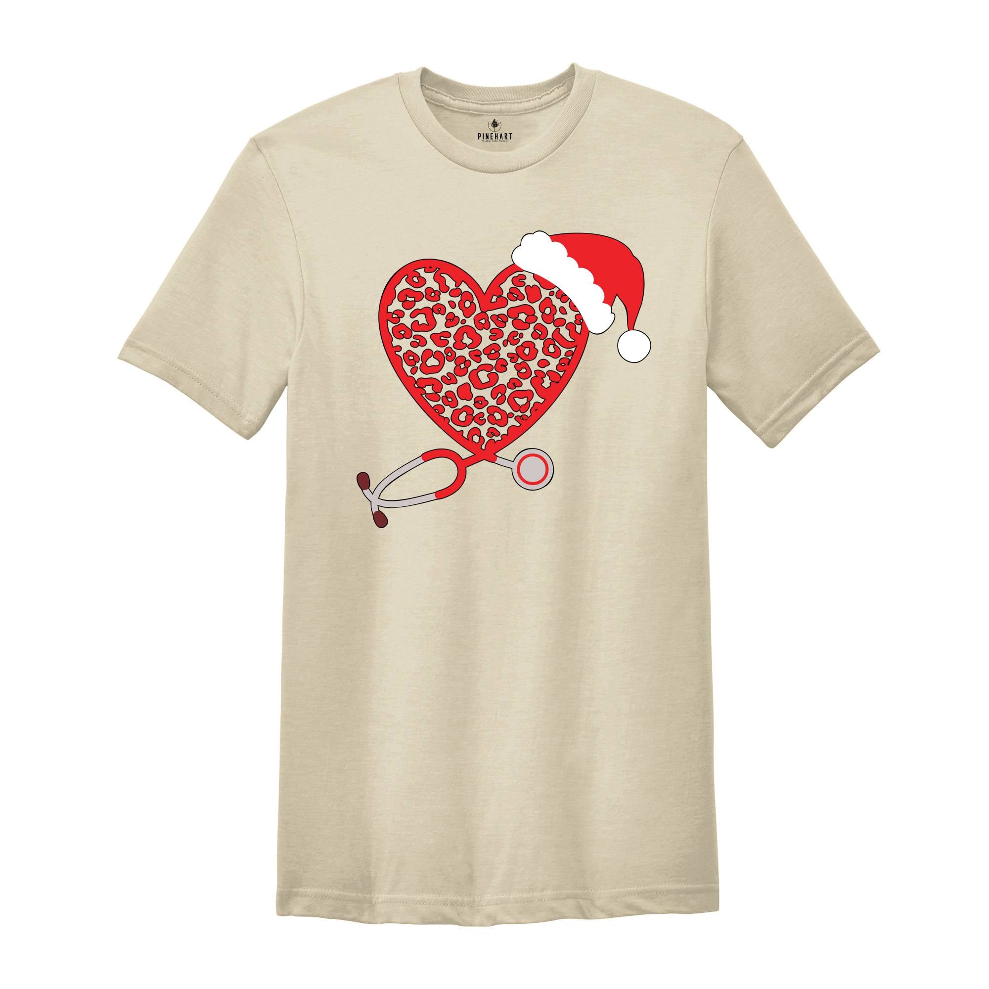 Heart Stethoscope Shirt, Christmas T-Shirt, Nurse Christmas Shirt, Christmas Gift for Nurse, Stethoscope Christmas Tee, Nurse Life Shirt